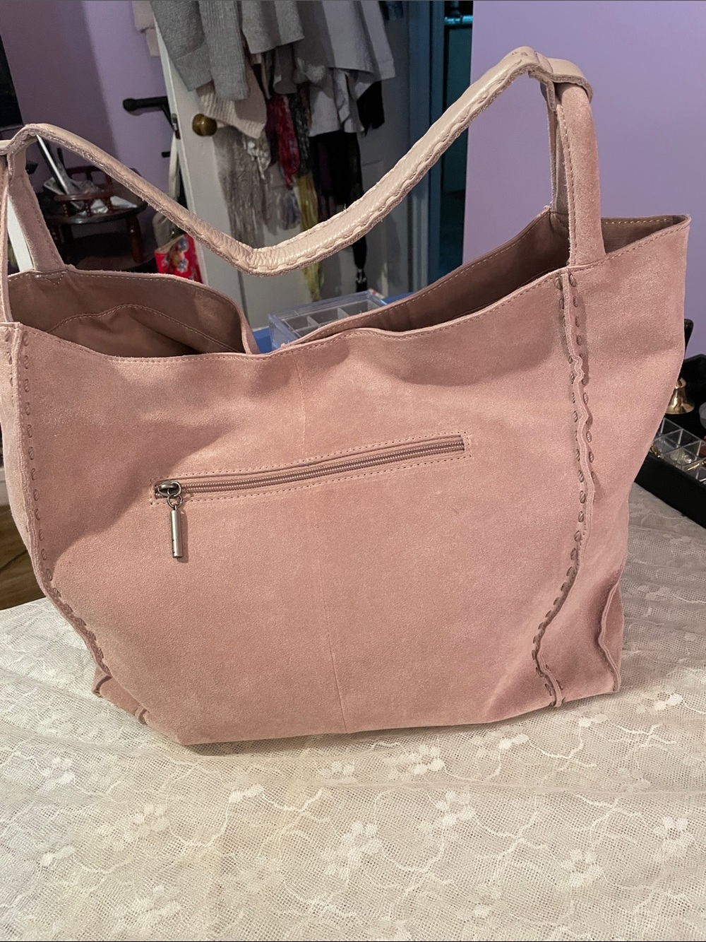 The Sak / large Soft Taupe Suede Tote Bag